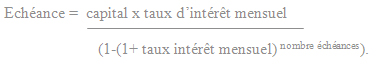 Formule calcul intérêts crédit