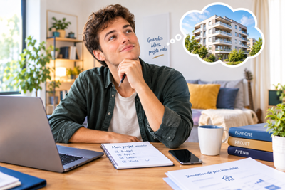 Un jeune actif prépare son premier projet immobilier et son dossier de financement